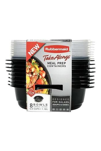 Generic Rubbermaid TakeAlongs Meal Prep Food Container with Lids Black and Clear 1.18 Liter 6013328