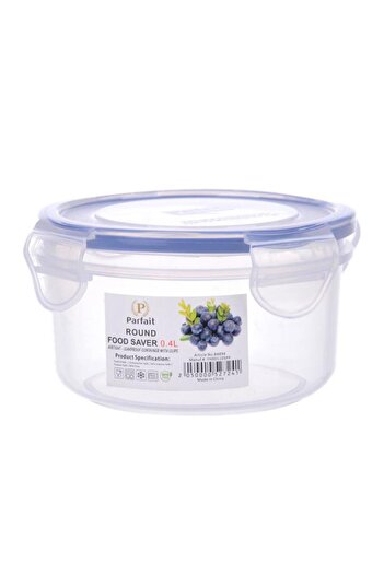 Generic PARFAIT Round Airtight Leak-Proof Food Container Clear and Blue 0.4 Liter YH001105PP12