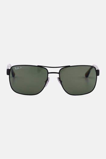 Ray-Ban Men 0rb3530 Rectangle Sunglasses, Black/green