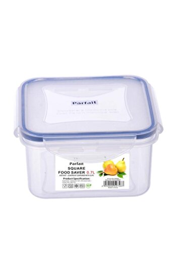 Generic PARFAIT Square Airtight Leak-Proof Food Container Clear and Blue 0.7 Liter YH131306PP9