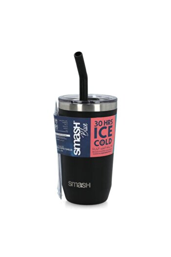 Generic smash Double Wall Smoothie and Coffee Tumbler with Extra Wide Straw Black 450ml 5604