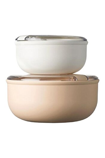 Generic OMADA 2-Piece Lunch Box Set Beige and White 1.75 Liter