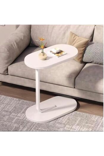 Genenic Side Table, C-shaped End Table For Living Room, Couch Table, Small Table For Bed, Snack & Coffee Tab