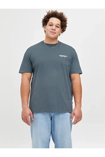 Jack & Jones Jack Jones Jorıslıngton Type Tee Ss Crew Neck Pls Men's Anthracite Large Size Tshirt 12278557-16