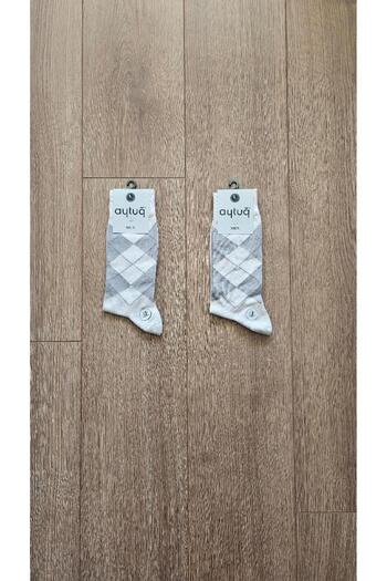 Aytuğ Aytuğ Summer Season 2 Pairs Bamboo Men's (Cream) Baklava Socks - 14002-2