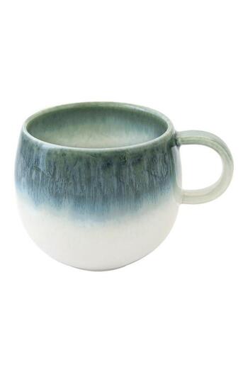 Generic Easy Life Round Shape Easy to Clean Microwave Proof Coffee Mug Green and White 375 ml