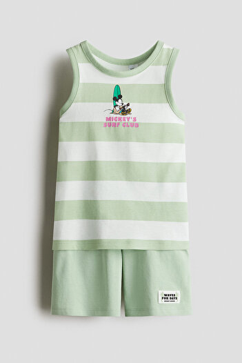 H&M Pamuklu ve Baskılı Pijama Takımı