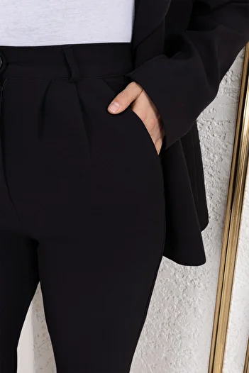 Tesettür Dünyası Elastic Waist Palazzo Trousers Tsd250176 Black