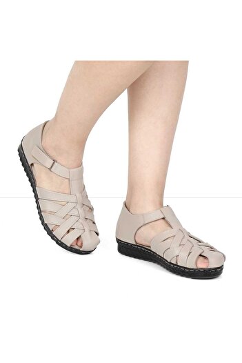 Celal Gültekin Women's Mink Ankle Strap Leather Sandals