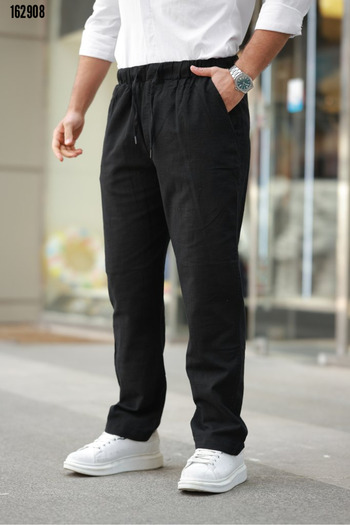 Modayakamoz Men's Elastic Waist Linen Casual Pants