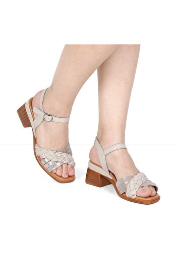 Celal Gültekin Women's Mink Ankle Strap Leather Sandals