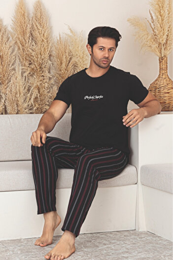 Farya Home Dreamy Cotton Pocket Short Sleeve Striped Men's Pajama Set