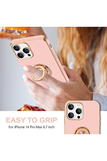 Generic Phone Case For iPhone 14 Pro Max 360°Rotatable Ring Holder Magnetic Kickstand , Girl Women Boy