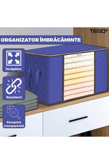 Teno Large Storage and Organization Box Teno®, foldable, 105 L, 70x 50x 30 cm, blue