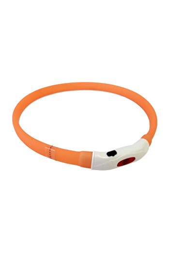 Ropet Silicone Collar with LED for Dogs, 55cm, Adjustable, Orange, Rechargeable, USB Included
