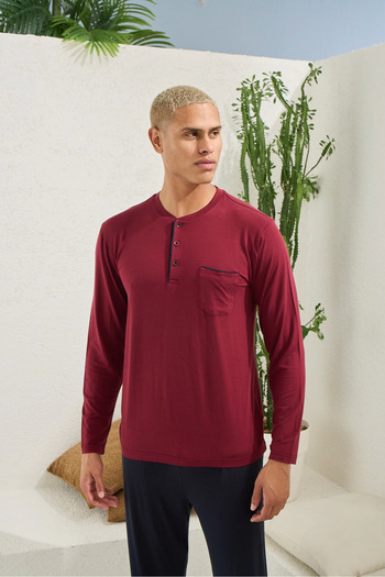 Kocabey 9220 Men's Midi Collar Long Sleeve Pajama Set