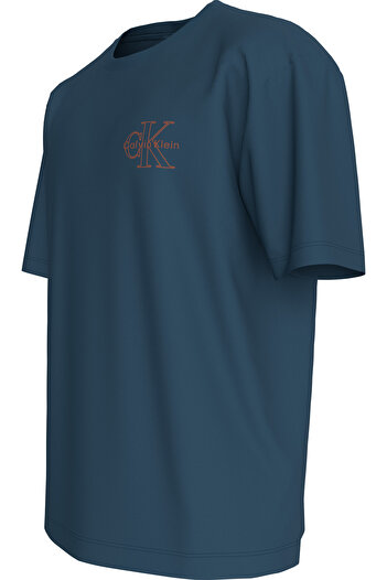 Calvin Klein Men Blue Jean Micro Monolog Short Sleeve T-Shirt