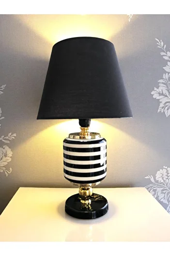ferayhome Lampshade Lighting Ceramic Oval Black Classic Zebra Black Hat Gold - Feray Home