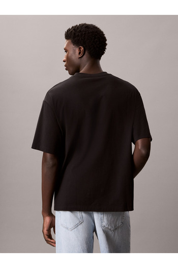 Calvin Klein Men Black Micro Monolog Short Sleeve T-Shirt
