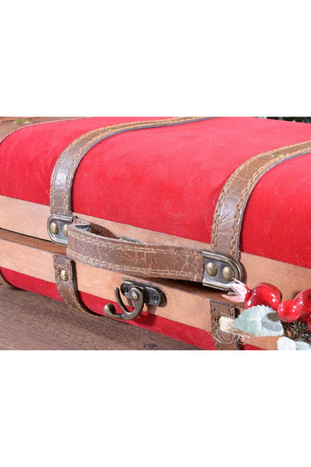 Decorer Set 2 decorative suitcases wood velour 45x16x30 cm, 38x13x24 cm