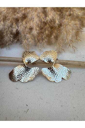 nidistore Gold Color Twisted Serrated Earrings