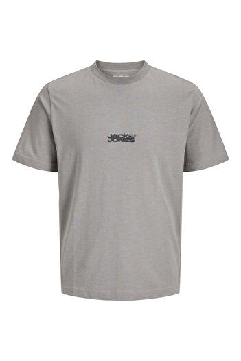 Jack & Jones Λογότυπο Crew Neck Τυπωμένο T-Shirt Γκρι Γκρι