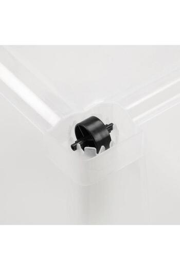 Generic TATAY Hinged Handle Multipurpose Stackable Storage Box with Lid Black and Clear 60 Liter
