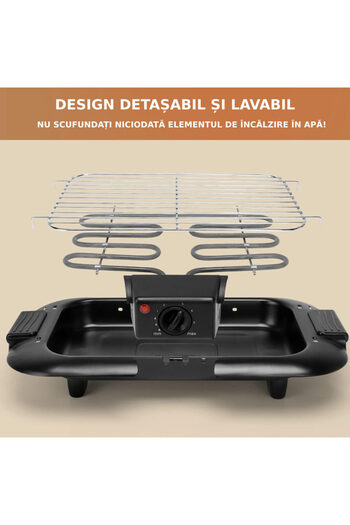 Sofia Concept Tasty Smokeless Electric Grill, 2000W, 5-Step Thermostat, Removable Grill, Non-Stick, Black