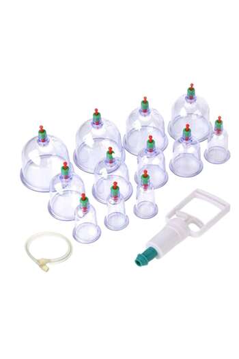 SUPER TRENDS Set 12 Ventuze Profesionale pentru Masaj cu Pompa Vacuum SUPER TRENDS®, Anticelulita, Relaxare, Alb