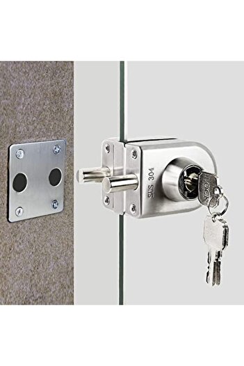 Generic Glass Door Lock, 304 Stainless Steel Lock Heavy Duty Frameless with Keys, No Need to Drilling on Gla