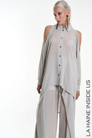 La Haine Inside Us OVERSIZED OFF-SHOULDERS SHIRT - LA HAINE INSIDE US - XS, CREAM