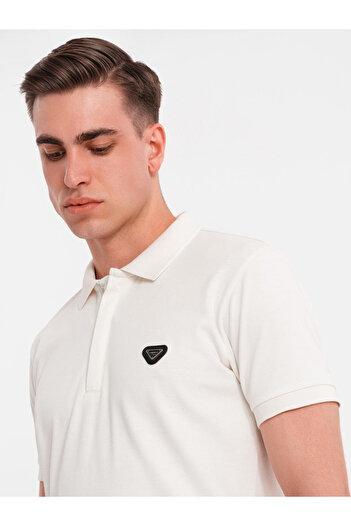 OMBRE Herren Poloshirt mit Reißverschluss am Ausschnitt - weiß V1 OM-POSS-0148 M