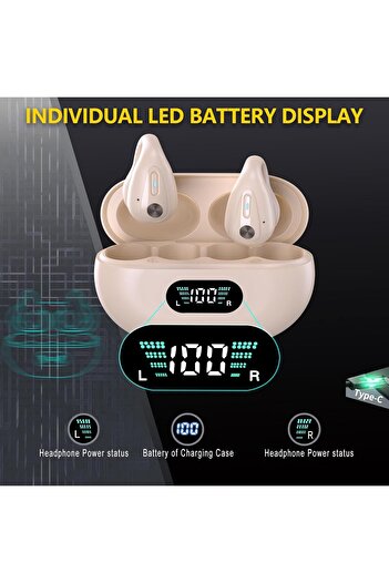 zeevos Căști wireless r15, cu urechi deschise, Bluetooth 5.3, True Wireless, model sport, clemă pentru urechi,