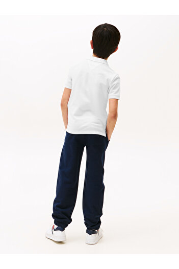 Tommy Hilfiger Boys White Tommy Script Flag Short Sleeve Polo T-Shirt