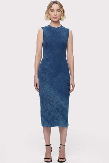 Herve Leger DENIM BANDAGE MIDI DRESS - HERVE LEGER - BLUE, L