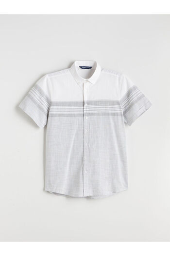 LC Waikiki Regular Fit Short Sleeve Striped Poplin Men's Shirt