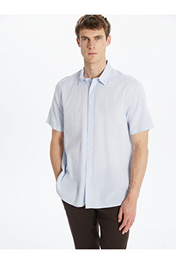 LC Waikiki SOUTHBLUE Regular Fit Короткий рукав з суміші льону Чоловіча сорочка