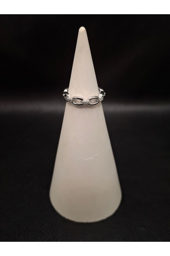 Han Ticarethane Stoned Chain Model Silver Color Ring