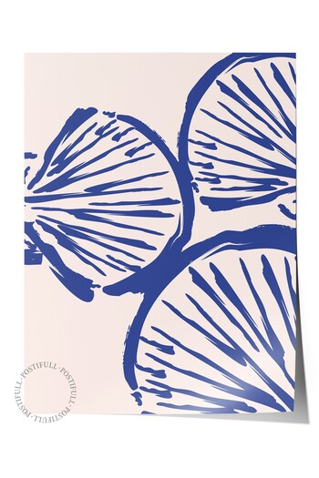 Postifull Frameless Wall Poster, Patterns, Leaves, Art Nouveau, Blue, Beige Color Poster, Summer Selection of 2025,