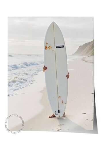 Postifull Frameless Wall Poster, Surfboard, Photo, White Color Poster, 2025 Summer Selection, No:109746