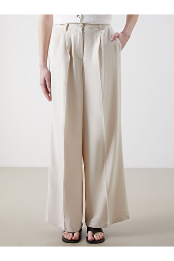 LC Waikiki Wide Leg Linen Blended Women's Trousers