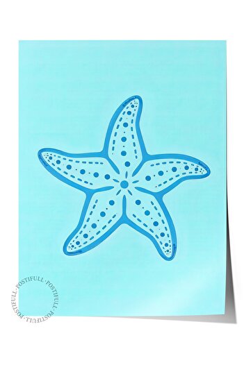 Postifull Frameless Wall Poster, Seashell, Illustration, Blue Color Poster, 2025 Summer Selection, No:109683