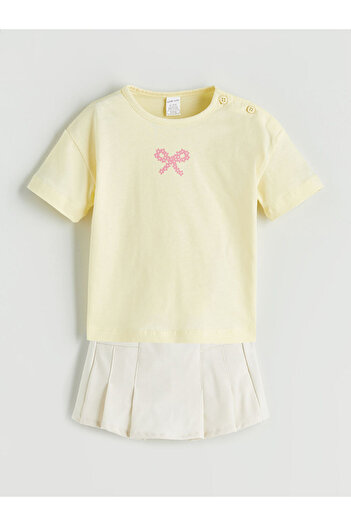 LC Waikiki Bow Baby Girl T-Shirt and Shorts Skirt