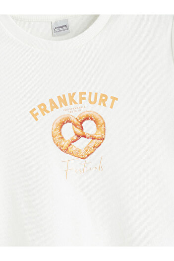 LC Waikiki Crew Neck Frankfurt Printed Girl's Crop T-Shirt