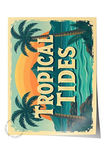 Postifull Frameless Wall Poster, Tropical Tides, Illustration, Maximalist, Colorful Color Poster, Summer 2025