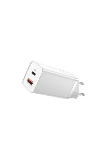 Baseus Incarcator Retea GaN2 Lite Dual Port Type-C, USB, Quick Charger, 65W White