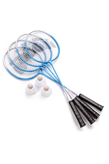 Sofia Concept Set badminton Family Winner, 4 Rachete, 3 Fluturasi, Plasa, Geanta Transport, Alb / Albastru