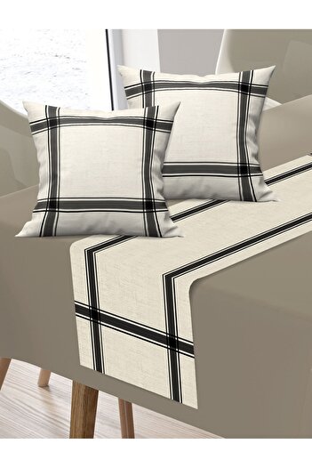 Ardizayn Micro Fiber Fabric - Cream, Balcony, Garden, Kitchen Runner and Set of 2 Throw Pillow Covers
