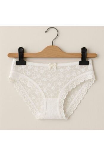 enmodaiçgiyim White Lace Front Women's Slip Panties