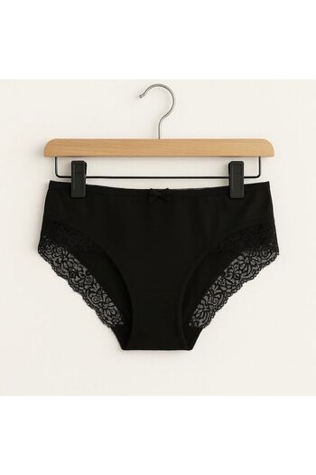 enmodaiçgiyim Black Lace Detailed Large Size High Waist Luxury Women's Slip Panties